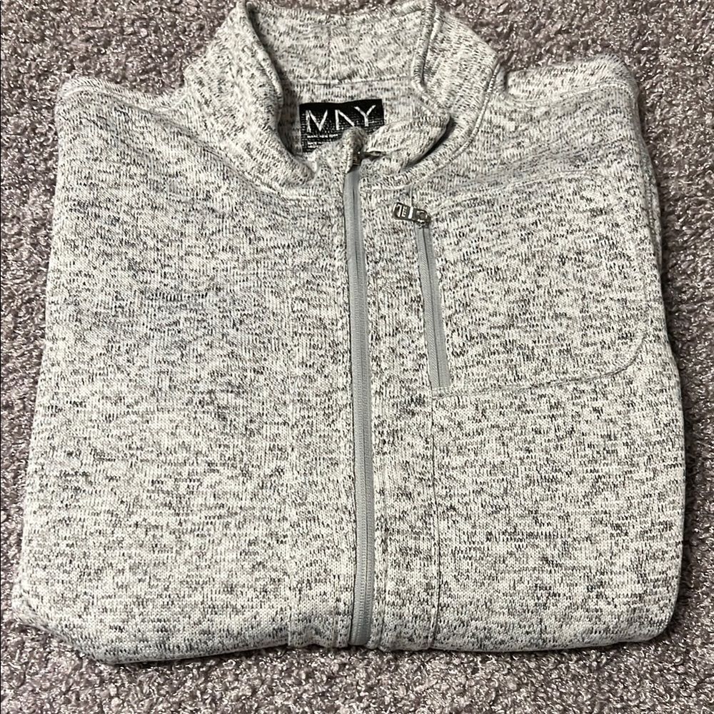 Marc New York Heathered Gray Knit Zip Up Jacket